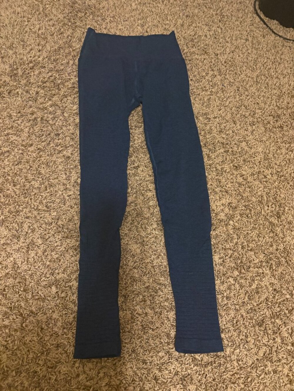 Alphalete Leggings Dark Blue Small Wide Waistband Ankle Length Polyamide Blend